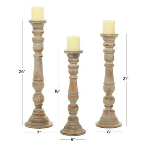 Natural Mango Wood <b>Candle</b> Holder Set of 3 Hot Sale Extra Large Turned Style Wooden Candlestick Stand for Decor at Factory Price - Product Image 3