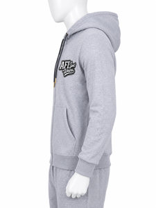 Sweat-shirt à capuche zippé personnalisé pour homme, coupe classique, en molleton de coton gris, décontracté - Product Image 2