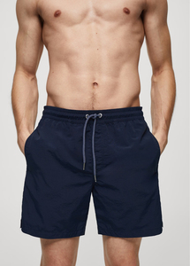 Shorts de bain pour hommes avec logo personnalisé, camouflage, taille élastique, polyester/coton, anti-UV, sportifs, fermeture à cordon, séchage rapide - Product Image 3