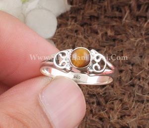 Anillo de Plata de Ley con Piedra Natural de Ojo de Tigre, Clásico, para Hombre y Mujer, Joyería Boho para Boda, Proveedor Mayorista Personalizado - Product Image 3