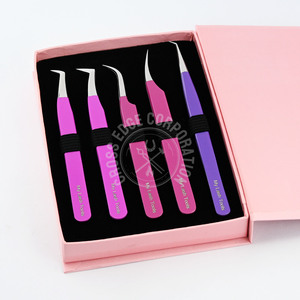 Russian Volume Lashes Tweezers Pink Color Lash Extension Tweezers DIY Eyelash Tweezers for Lashes Stainless Steel <b>Tool</b> - Product Image 1