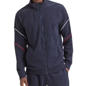 Conjunto Deportivo Azul Marino para Hombre con Cierre de Cremallera, Cuello Alto y Línea de Contraste - Product Image 4
