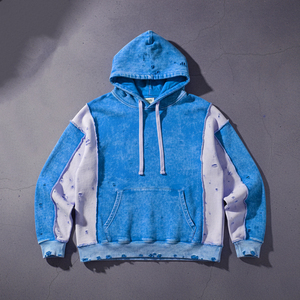 Sudaderas con capucha y cremallera personalizadas, con lavado ácido, estampadas, estilo streetwear, vintage, con apliques gráficos de piedra y bordados, de color liso. - Product Image 2