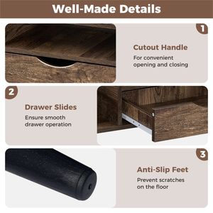 Tavolino da Caffè Rustico in Legno Ingegnerizzato Noce da 92,7 cm con Cassetto e Ripiani Aperti, Arredamento per Interni per Soggiorno e Bar - Product Image 6