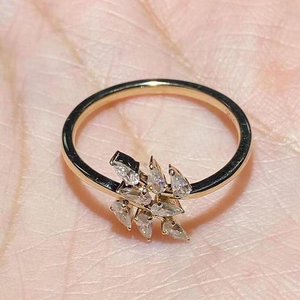 Pear Cut Diamond Branch <b>Ring</b> For Her White Bypass Style Solid <b>Gold</b> Birthday Gift Jewelry - Product Image 5