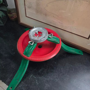 Vintage Red & Green Metal Christmas <b>Tree</b> Stand – Mid Century Holiday Decor - Product Image 1