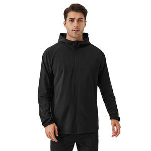 Chaqueta con capucha y cremallera para hombre, informal, térmica, cortavientos deportivo para gimnasio y senderismo, de color liso, estilo oversize, teñido liso, para otoño - Product Image 3