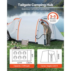 Carpa para SUV de 8 x 6.7 pies para 3 estaciones con toldo, inflable, PU2000mm, impermeable, con puertas ventiladas y ventana de malla para uso en la puerta trasera - Product Image 2