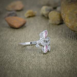 Bague en argent sterling 925 avec kunzite et zircone blanche, élégante et scintillante, bijou artisanal en pierres précieuses, cadeau pour femme - Product Image 3