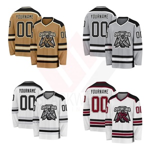 Camiseta de Hockey sobre Hielo Roja Personalizada con Logotipo del Equipo, Cuello en V, Secado Rápido, Manga Larga, 100% Poliéster, Patrón 3D, para Todas las Temporadas - Product Image 5