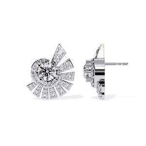 Pendientes de Diamantes con Corte Brillante Redondo para Mujer, Diseño Radiante y Moderno - Product Image 1
