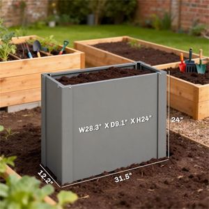 Jardinière surélevée et bac de plantation gris pour extérieur, pot de fleurs élégant pour usage intérieur/extérieur - Product Image 6