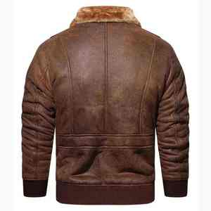 Men's Brown Genuine Leather <b>Jacket</b> Turn-down Collar Covered Button Closure <b>Waterproof</b> Windproof Breathable <b>Winter</b> Moto Biker - Product Image 6