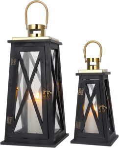Portavelas Decorativos con Vidrio Templado, Farol Colgante Rústico para Jardín, Patio, Bodas, Fiestas, Interiores y Exteriores - Product Image 2