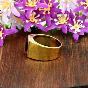 Bague signet pour homme en or vermeil 18 carats avec rubis rouge de forme carrée, en argent sterling 925, bijoux fins, bague de fête, style minimaliste - Product Image 6