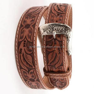 Cinturón de herramientas de cuero occidental de moda para hombre de buena calidad, cinturón de cuero tallado a mano con grabado floral para vaquero - Product Image 5