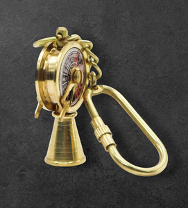 Brass Ship Wheel Carabiner Keychain Vintage Round Metal <b>Key</b> <b>Chain</b> - Product Image 3