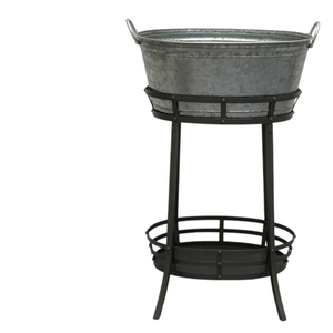 Wholesale Galvanized Beverage Tub with Iron <b>Stand</b> Vintage Two-Tier Metal <b>Drink</b> Ice Bucket for Outdoor Weddings Parties Events - Product Image 1