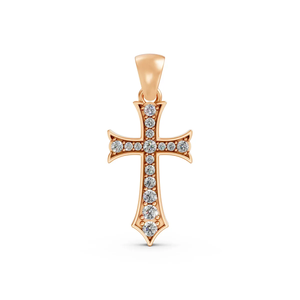 Pendentif Croix en Diamant de Laboratoire 0,21 Carat Certifié IGI D VVS2 Or Jaune 10K Plaqué Rhodium pour Fête Chrétienne et Mariage - Product Image 1