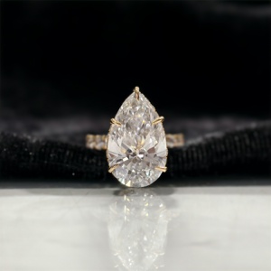 Anillo de Compromiso Clásico con Diamante Cultivado en Laboratorio de 10 Quilates, Corte Pera, Oro de 14K, con Certificado IGI, para Aniversario o Boda - Product Image 2