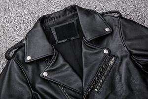 Chaqueta de Motociclista Personalizada para Hombre, de Piel de Oveja Genuina, Corte Ajustado, Estilo Punk, con Cremallera Asimétrica, Venta al Por Mayor - Product Image 2