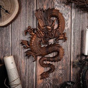 Figura de Dragón Hecha a Mano, Adorno Decorativo de Madera Natural para Feng Shui, Dragón Tallado en Madera Sólida, Estatua de Dragón Personalizada - Product Image 4
