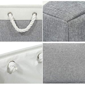 MA73 Grey Fabric Storage <b>Boxes</b> with Handles Small Canvas Basket Drawers for Cupboards Shelves Toys <b>Clothes</b> Office Organization - Product Image 5