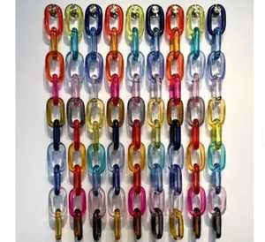Modern Abstract Resin Vertical Chain Wall Art <b>Purple</b> Pink Interlocking Links Sculpture Multi-piece Package Living Room <b>Decor</b> - Product Image 3