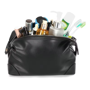 Premium Leather Men Large Zipper Candy Pattern Dopp <b>Kit</b> Organizer Bag Waterproof Travel Cosmetic <b>Shaving</b> Storage Bag - Product Image 5