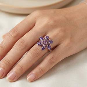 Wedding Wear 925 Sterling <b>Silver</b> Amethyst <b>Garnet</b> Gemstone <b>Silver</b> Plated Jewelry Women Wear Fashionable Classic <b>Ring</b> - Product Image 6
