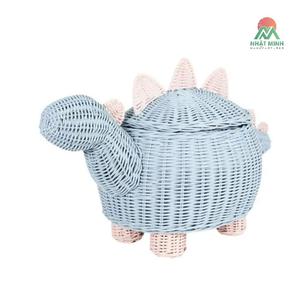 Panier de rangement en osier Nhat Minh Dinosaure Bleu clair Organisateur de jouets pour enfants Fait main en fibres végétales Grande capacité - Product Image 2