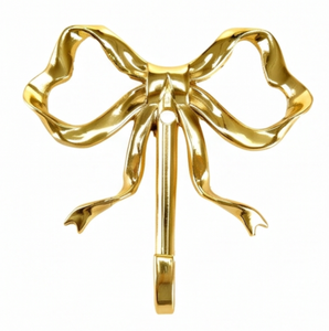 Fine Quality Gold Polished Bow Shape Wall <b>Hook</b> Metal Heavy-Duty Single <b>Hook</b> Luxurious Design For Clothing Storage - Product Image 1