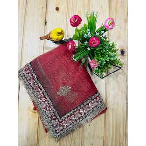 Saree de mariage de créateur avec une élégante broderie de fil Jari. - Product Image 2