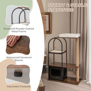 Albero per Gatti Alto 47 Pollici con Struttura in Metallo e Cuccia Superiore, Tiragraffi per Gatti - Product Image 6