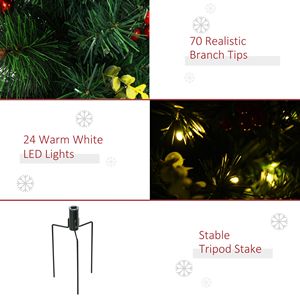 Albero di Natale Artificiale in Pino Pre-Illuminato da Esterno 22,5 Pollici, Confezione da 2 con 24 Luci Bianco Caldo e Picchetti, Design Senza Fili - Product Image 6