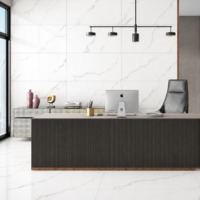 Carrelage en porcelaine Alcora Bianco 600x1200mm, aspect marbre blanc brillant, antidérapant, moderne, pour villa, centre commercial, adhésif, carrelage mural et de sol
