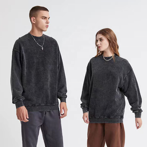OEM Acid Wash Wholesales Sweater <b>Vintage</b> Burnout Wash Crew Neck Heavy Cotton Mens Blank Pullover Unisex <b>Sweatshirts</b> - Product Image 2