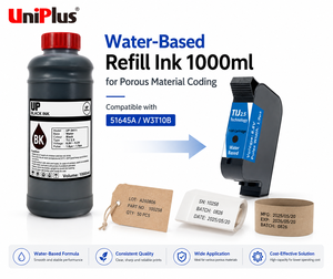 Uniplus Water Based TIJ <b>Refill</b> <b>Ink</b> 1000ml Compatible with 51645A W3T10B for Porous Material Coding - Product Image 1