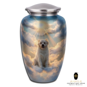 โกศใส่เถ้ากระดูกสุนัขขนาดใหญ่ ลายธีมสวรรค์ สำหรับสัตว์เลี้ยง ทำจากอะลูมิเนียม ขนาด 220 คิวบิกอินช์ เป็นมิตรกับสิ่งแวดล้อม ฝาปิดแน่นหนา ทนทาน - Product Image 2