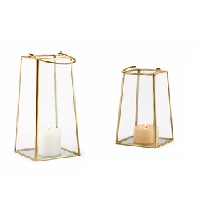 Lanterne en acier inoxydable doré, verre cannelé moderne, porte-bougie décoratif pour centre de table de mariage et accents de décoration intérieure - Product Image 3