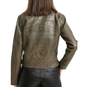 Women's Winter Breathable Waterproof Windproof Leather Jacket Solid Color Casual <b>Zipper</b> - Product Image 4
