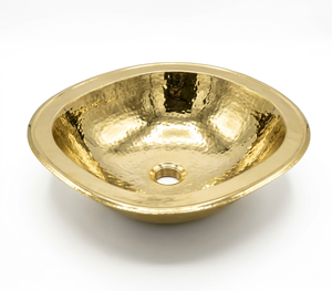 Polished Gold Hammered Brass <b>Sink</b> Oval Undermount Vessel Basin Shiny Brass <b>Bathroom</b> Wash <b>Bowl</b> Luxury Villa Hotel Sanitaryware - Product Image 1