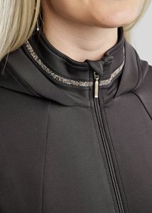 Chaqueta de equitación para mujer, corte ajustado, con cremallera, capucha, elástica, transpirable, para deportes al aire libre - Product Image 5
