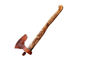 Hacha Vikinga Hecha a Mano Personalizada, Hoja de Acero Forjado, Mango de Madera con Diseño Tallado, para Uso en Supervivencia, con Funda de Cuero - Product Image 6