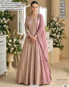 Conjunto Anarkali Tradicional Largo para Mujer Royal Grace con Dupatta Bhandhani de Secado Rápido para Bodas y Fiestas Diwali - Product Image 3