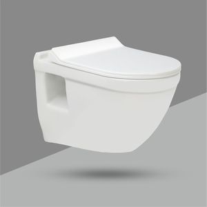 WC suspendu en céramique allongé, gain de place, à chasse d'eau par gravité, siphon en P, pour salle de bain, Scoda WC - Product Image 6