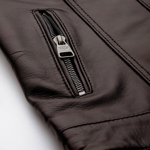 Blouson aviateur en cuir véritable marron REBA SPORTS IMPEX pour femme, manches longues, col montant, simple boutonnage, respirant, fermeture éclair. - Product Image 4