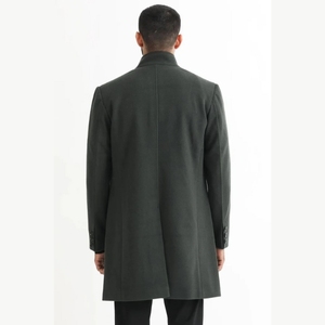 Gabardina Larga y Delgada de Lana Vintage para Hombre, Estilo Europeo Americano, Color Sólido, Informal - Product Image 5