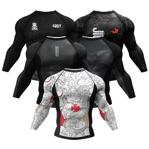 Cody Luna <b>Men</b> Full Sleeve Rash Guard <b>Black</b> Heat-Transfer Print Quick Dry Anti-Bacterial Eco-Friendly Anti-UV Breathable Sport - Product Image 1