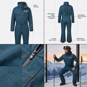MALUZA INDUSTRIES Custom Waterproof Snow <b>Jumpsuit</b> <b>Men</b> Windproof Insulated Hooded 220g Polyester/Nylon Snowboard Ski Sports - Product Image 3
